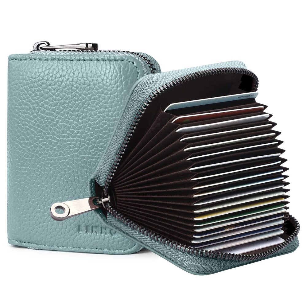 2905 RFID 20 Slots Credit Card Holder Leather Small Wallet or with Zipper